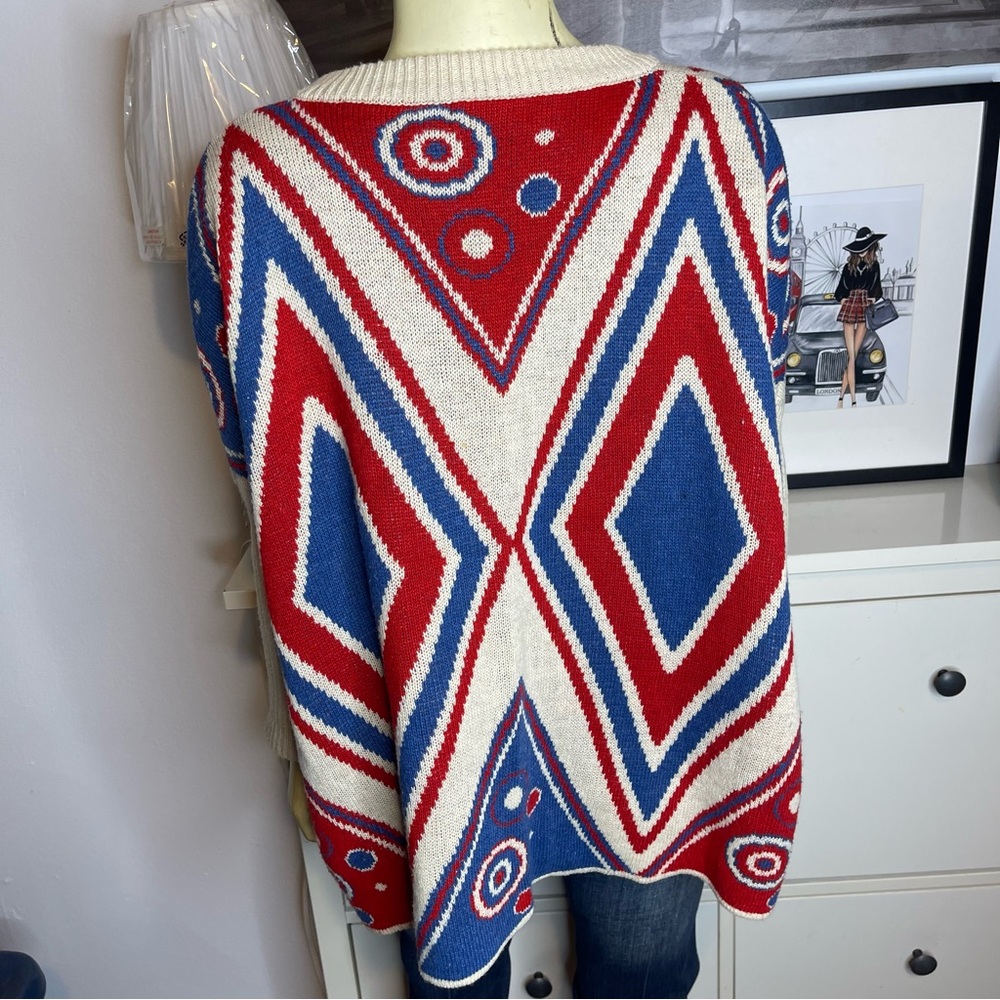 Love Spray Multicolor Oversized Knit V-neck Sweater - Picture 3 of 7